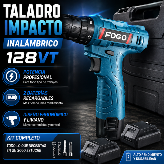 TaladroPro™ TALADRO INALANBRICO FOGO AZUL 2 BATERIAS